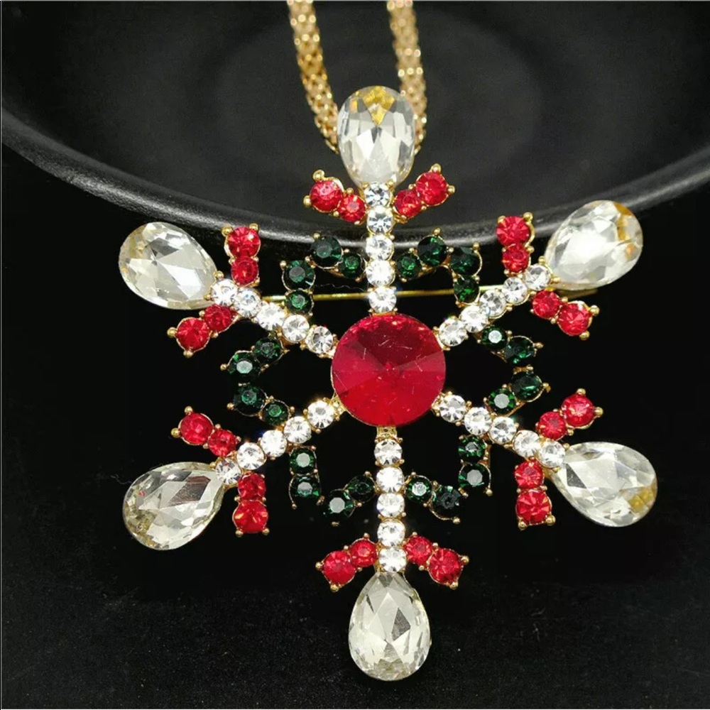 Red and Black Snowflake Necklace